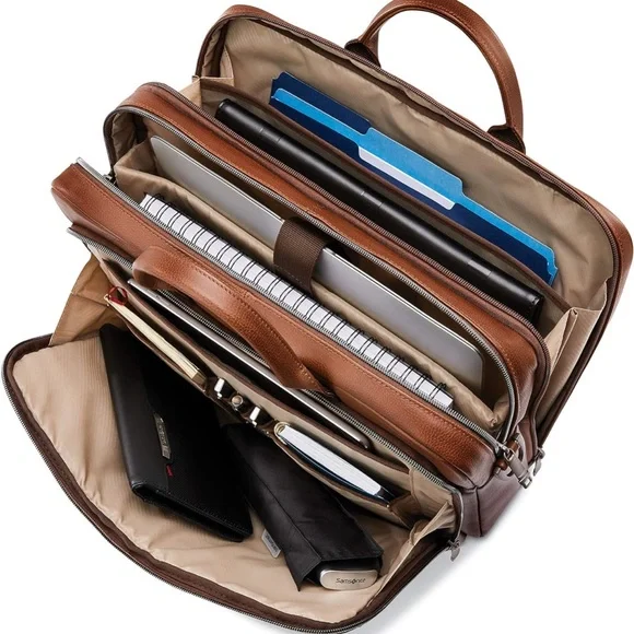 Samsonite Tan Leather Briefcase - Picture 1 of 10